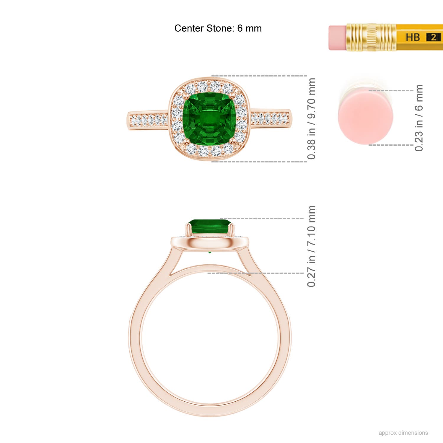 AAAA - Emerald / 1.13 CT / 14 KT Rose Gold