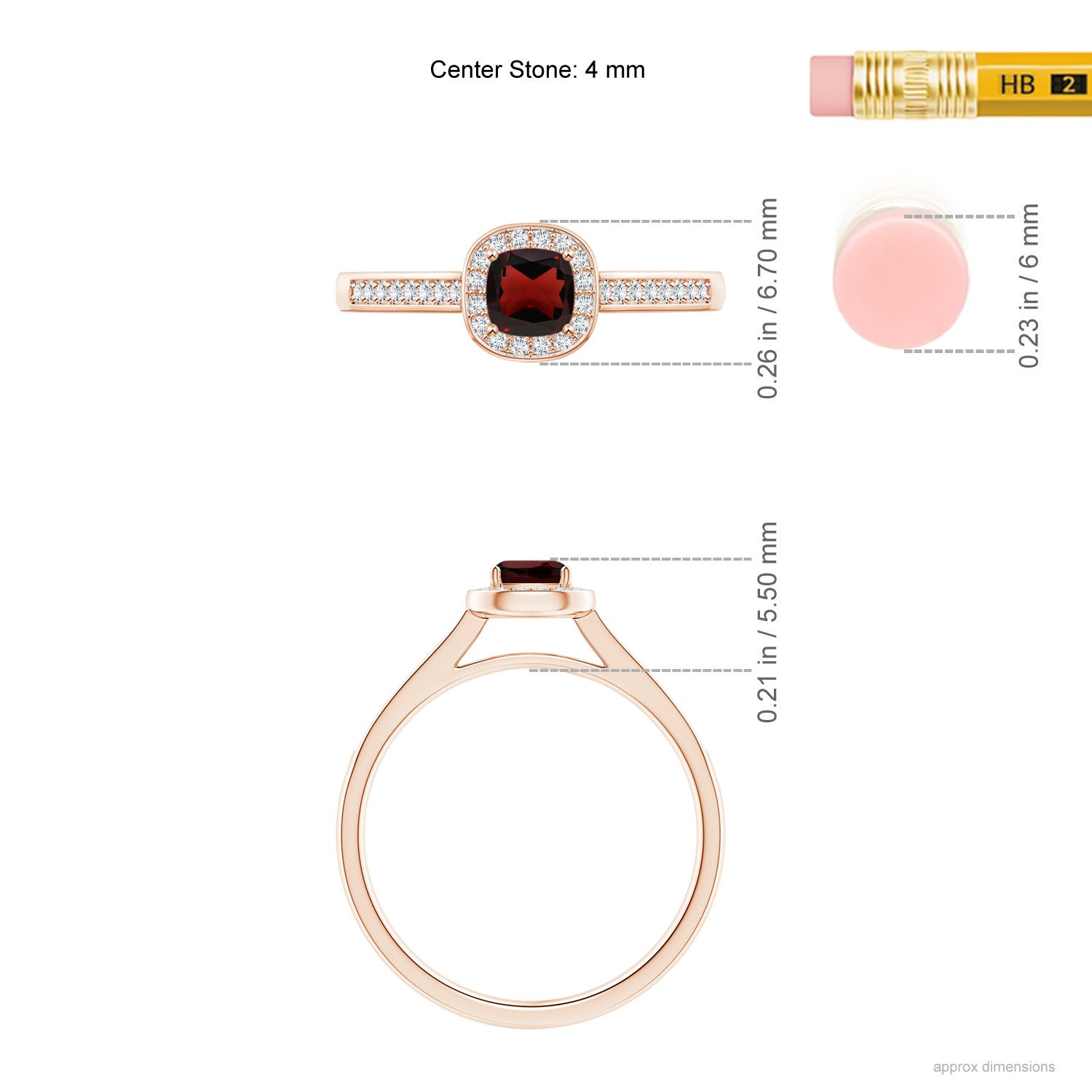 AA - Garnet / 0.53 CT / 14 KT Rose Gold