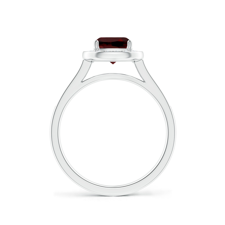 6mm AAA Classic Cushion Garnet Ring with Diamond Halo in White Gold side-1