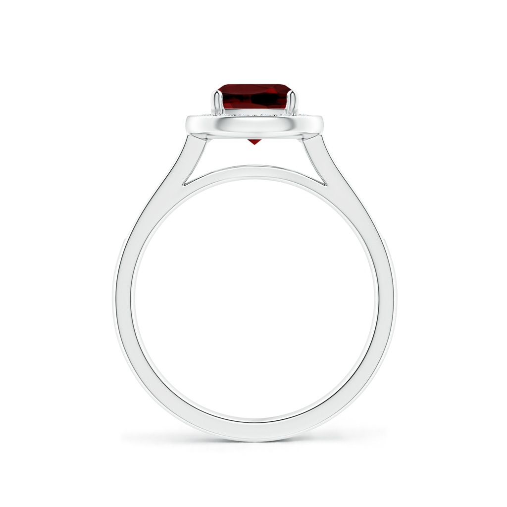 6mm AAAA Classic Cushion Garnet Ring with Diamond Halo in 10K White Gold Side-1