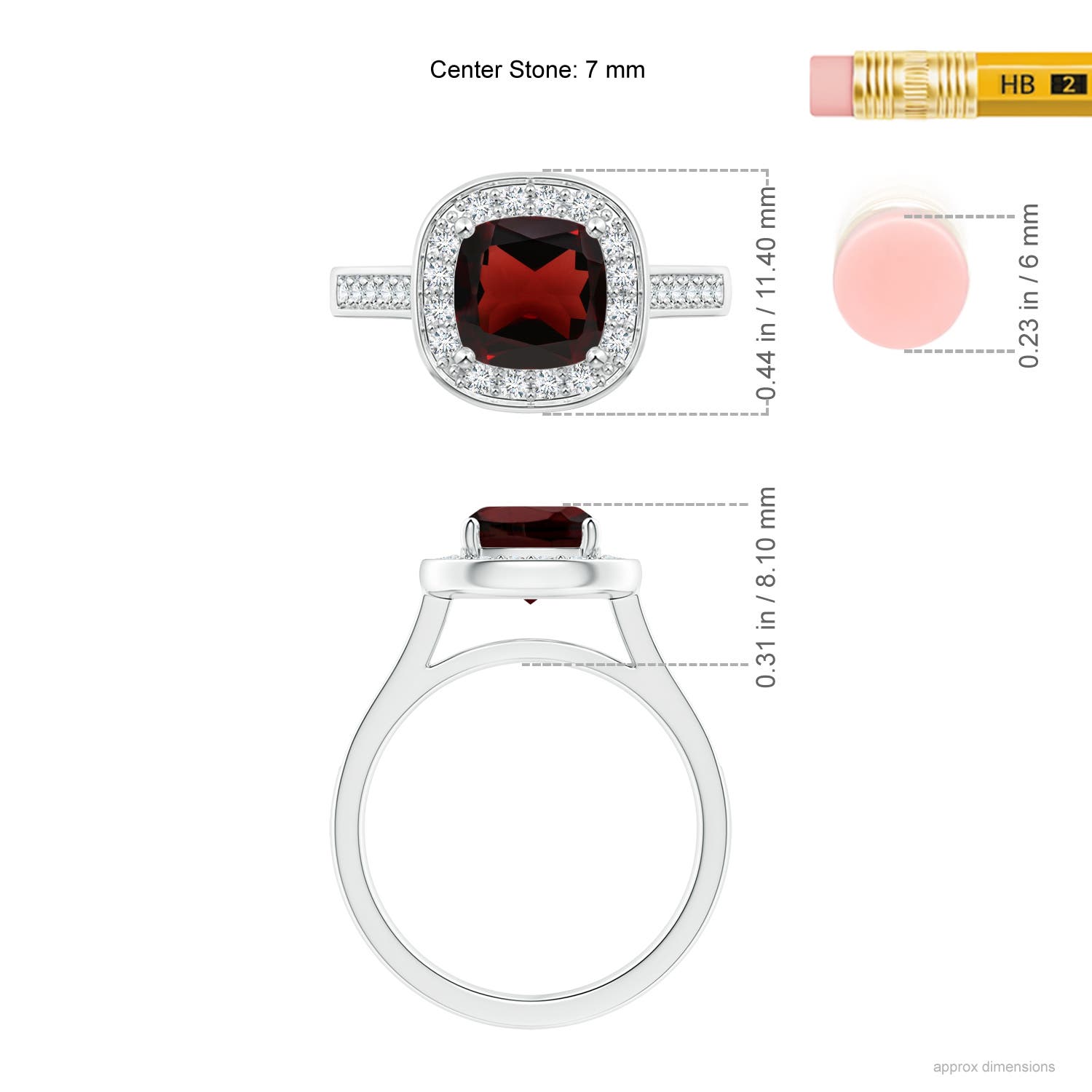 AA - Garnet / 1.74 CT / 14 KT White Gold