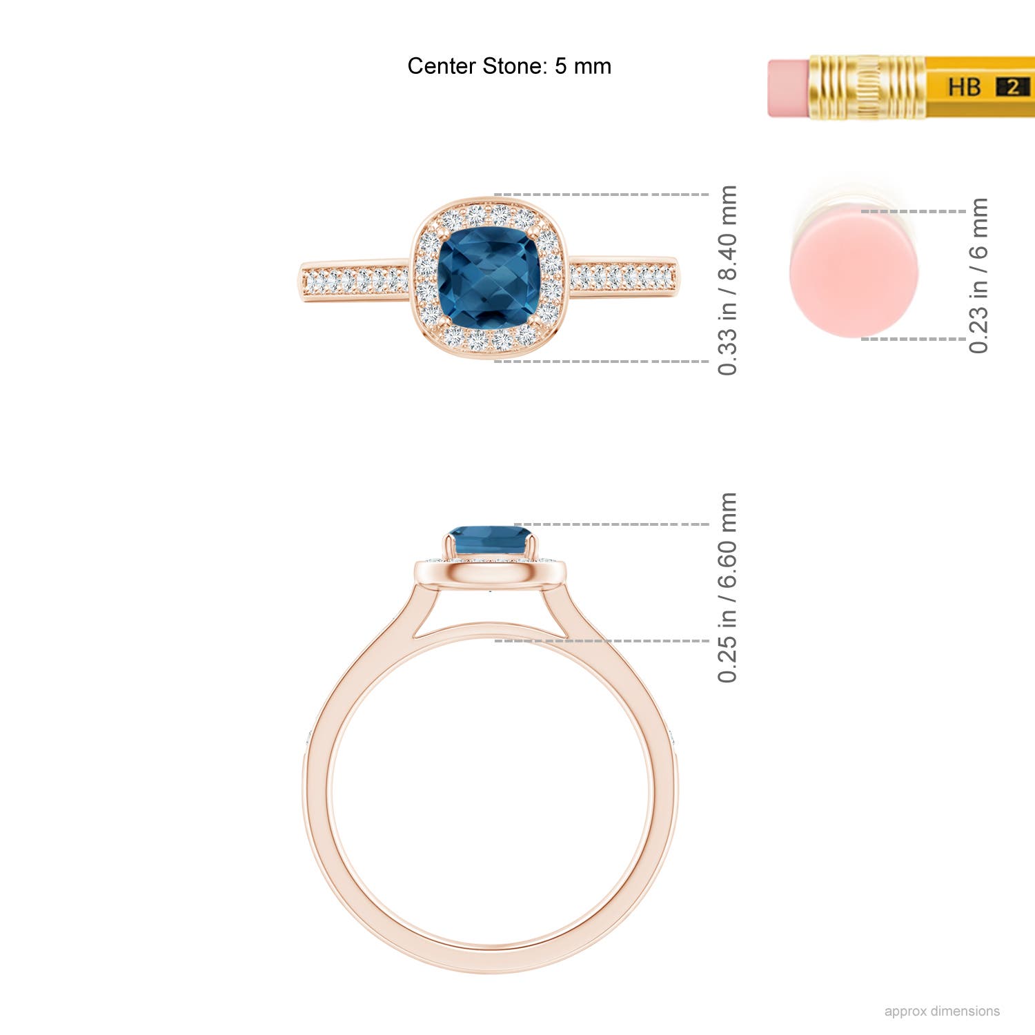 AA - London Blue Topaz / 0.91 CT / 14 KT Rose Gold