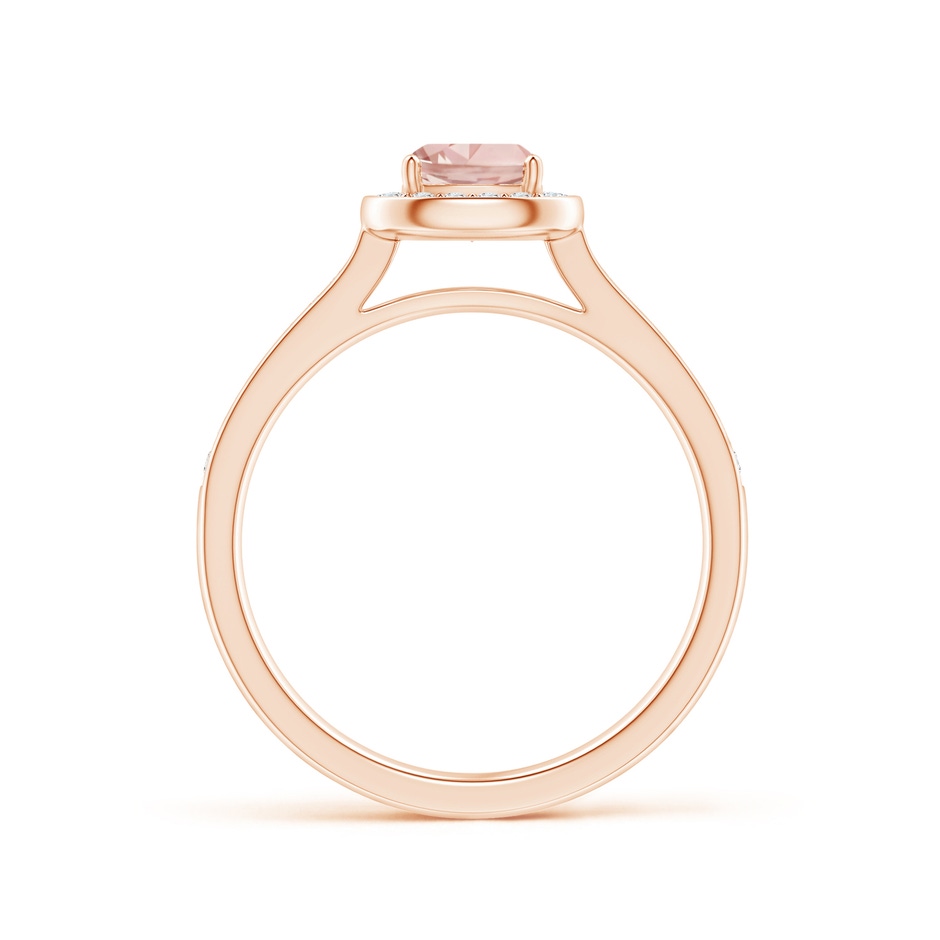 5mm AAAA Classic Cushion Morganite Ring with Diamond Halo in Rose Gold side-1