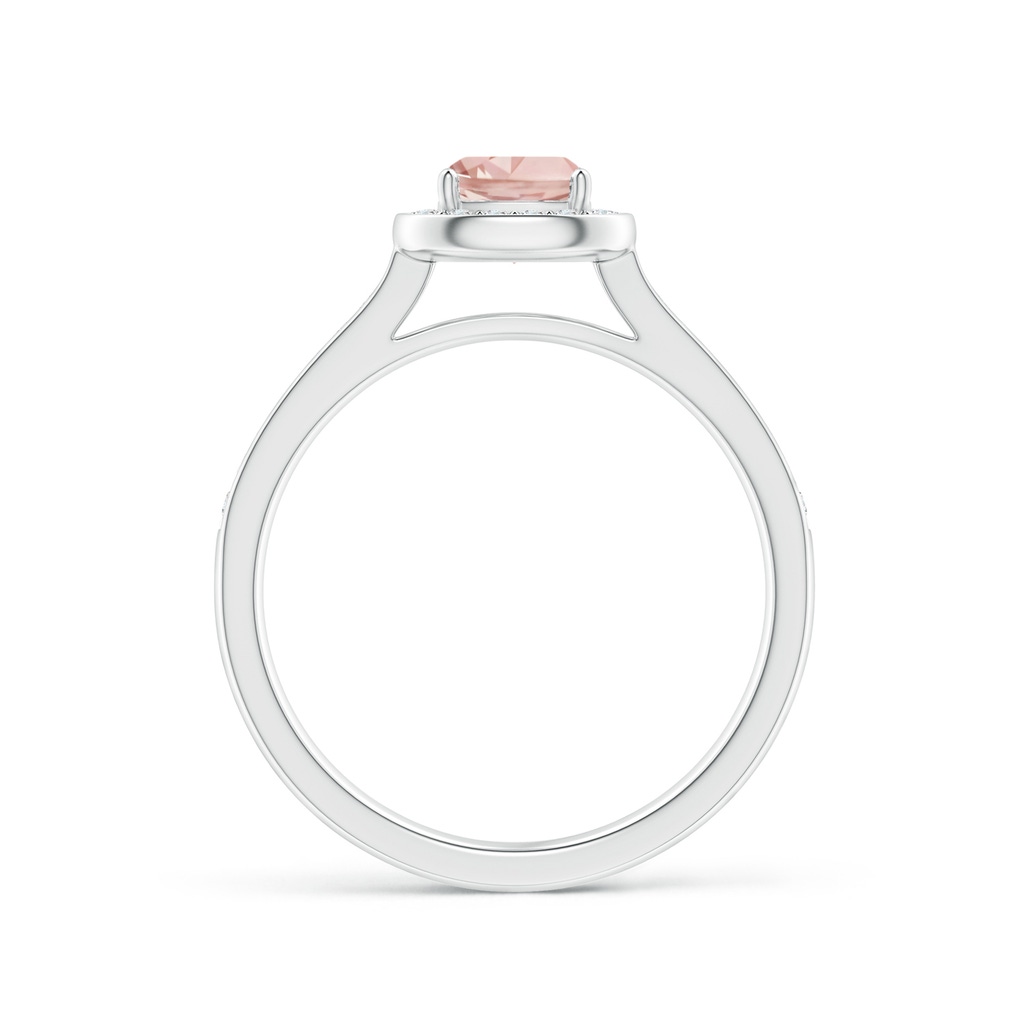 5mm AAAA Classic Cushion Morganite Ring with Diamond Halo in White Gold - side_1