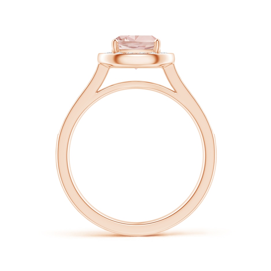 6mm AAA Classic Cushion Morganite Ring with Diamond Halo in Rose Gold side-1