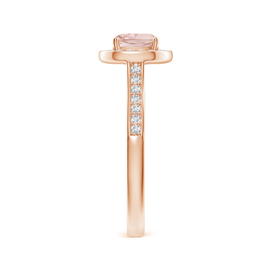 6mm AAA Classic Cushion Morganite Ring with Diamond Halo in Rose Gold side-2