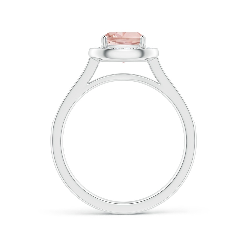 6mm AAAA Classic Cushion Morganite Ring with Diamond Halo in White Gold side-1