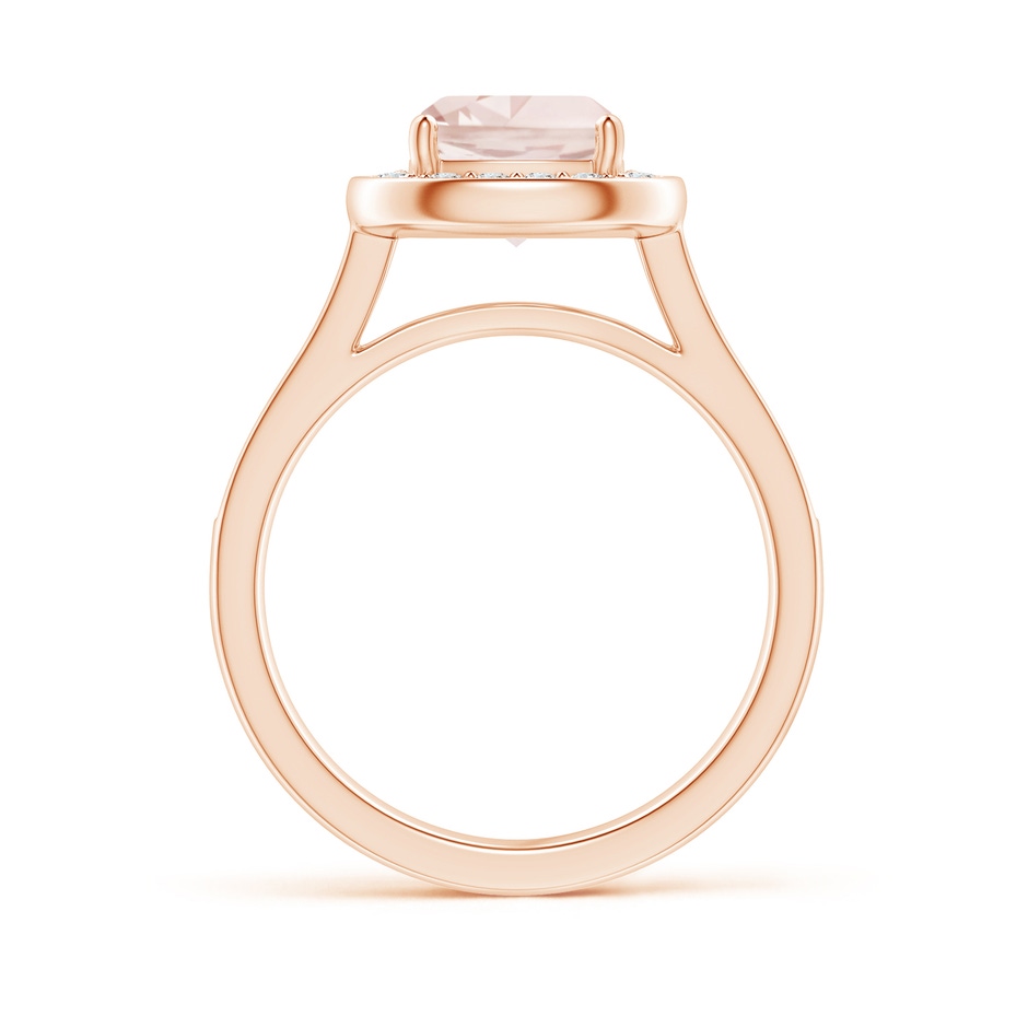 7mm A Classic Cushion Morganite Ring with Diamond Halo in Rose Gold side-1