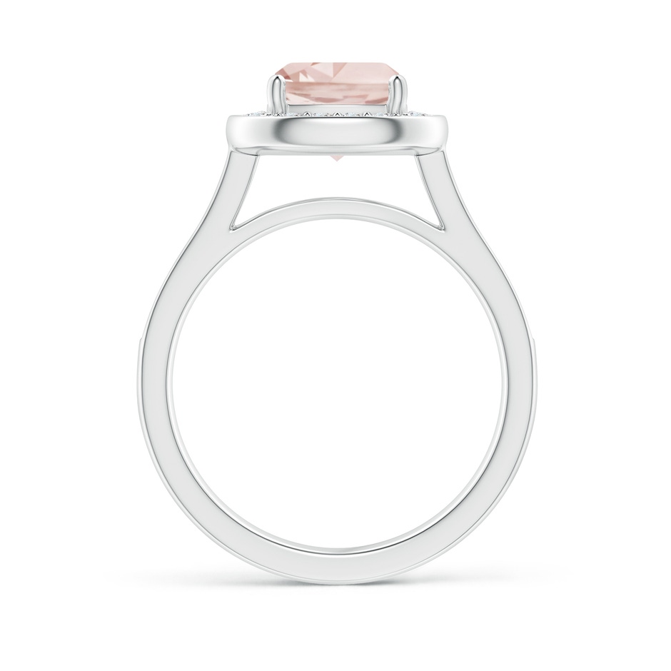 7mm AA Classic Cushion Morganite Ring with Diamond Halo in White Gold side-1