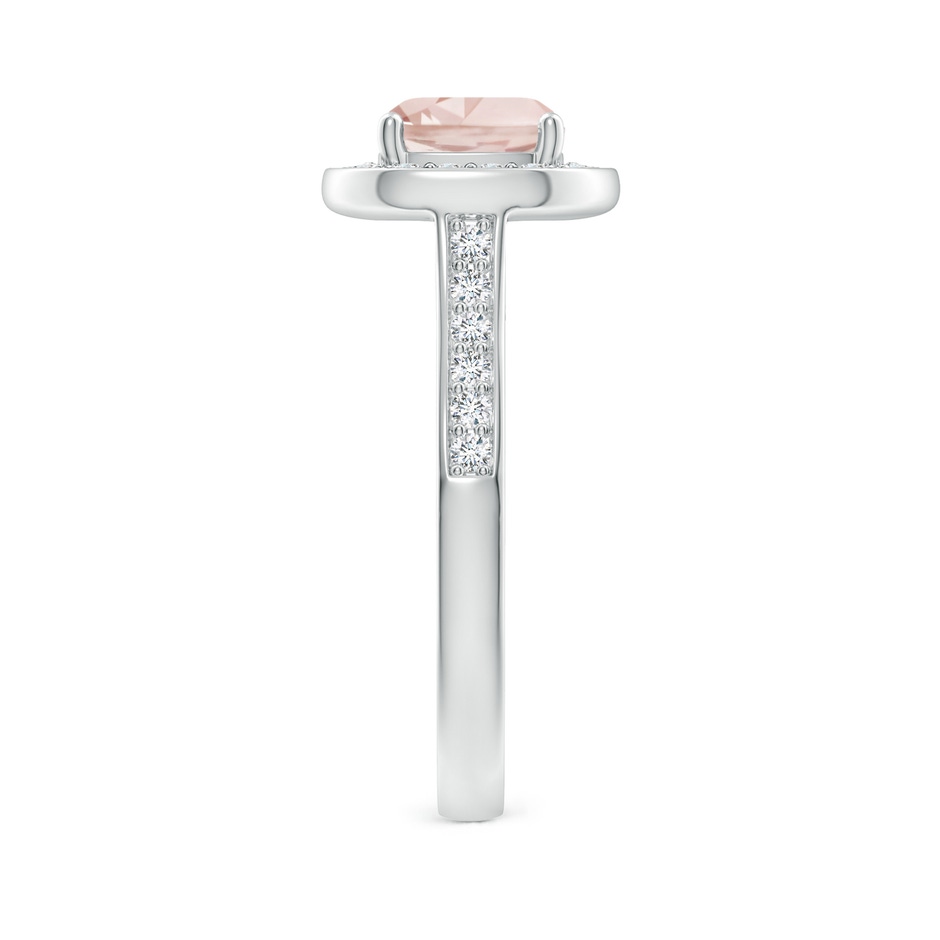 7mm AA Classic Cushion Morganite Ring with Diamond Halo in White Gold side-2
