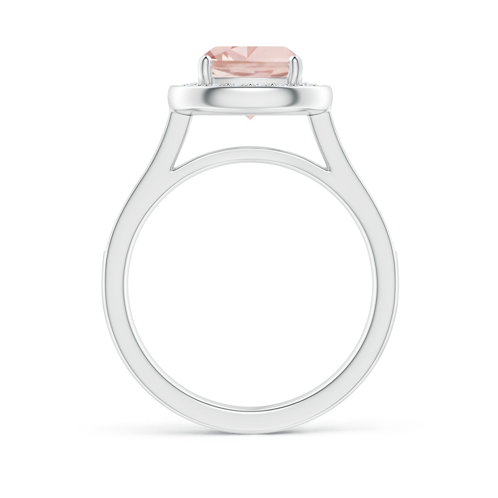 7mm AAA Classic Cushion Morganite Ring with Diamond Halo in White Gold - side_1