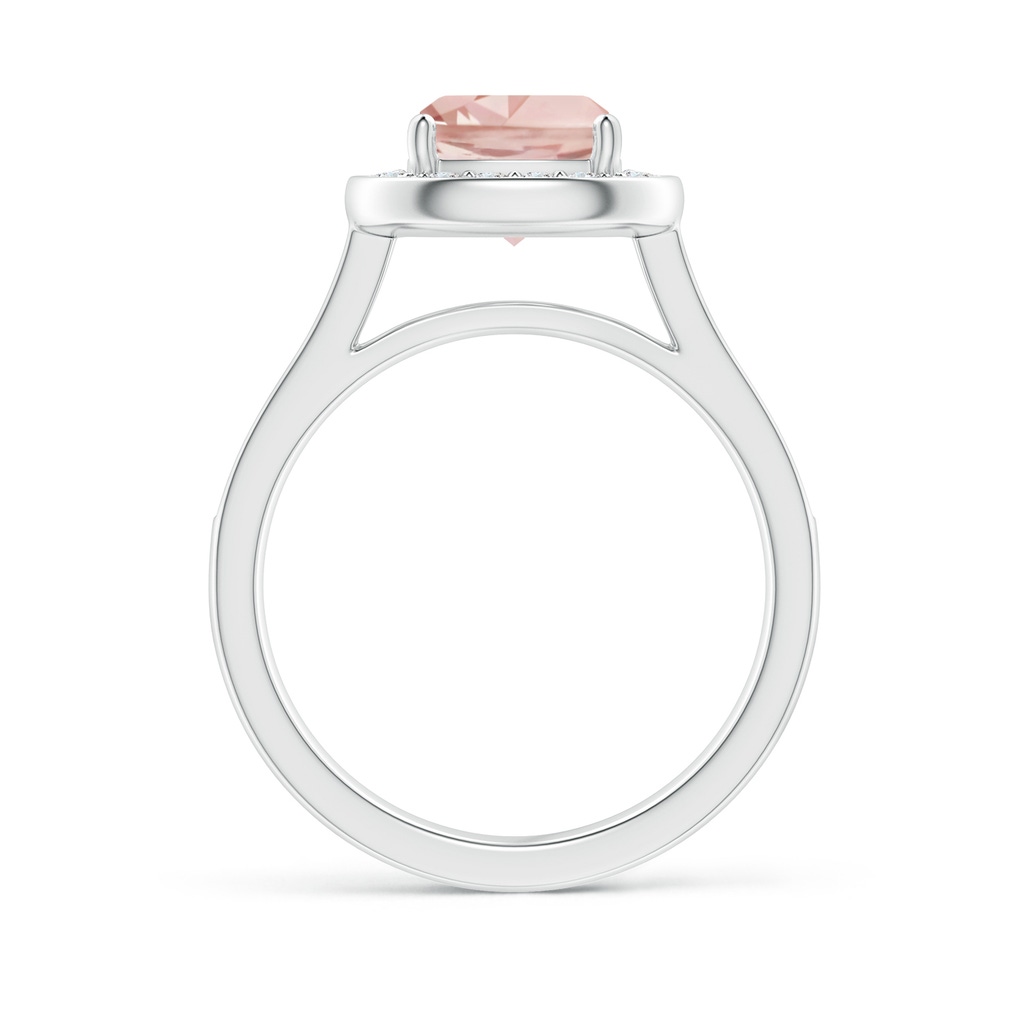 7mm AAAA Classic Cushion Morganite Ring with Diamond Halo in White Gold - side_1