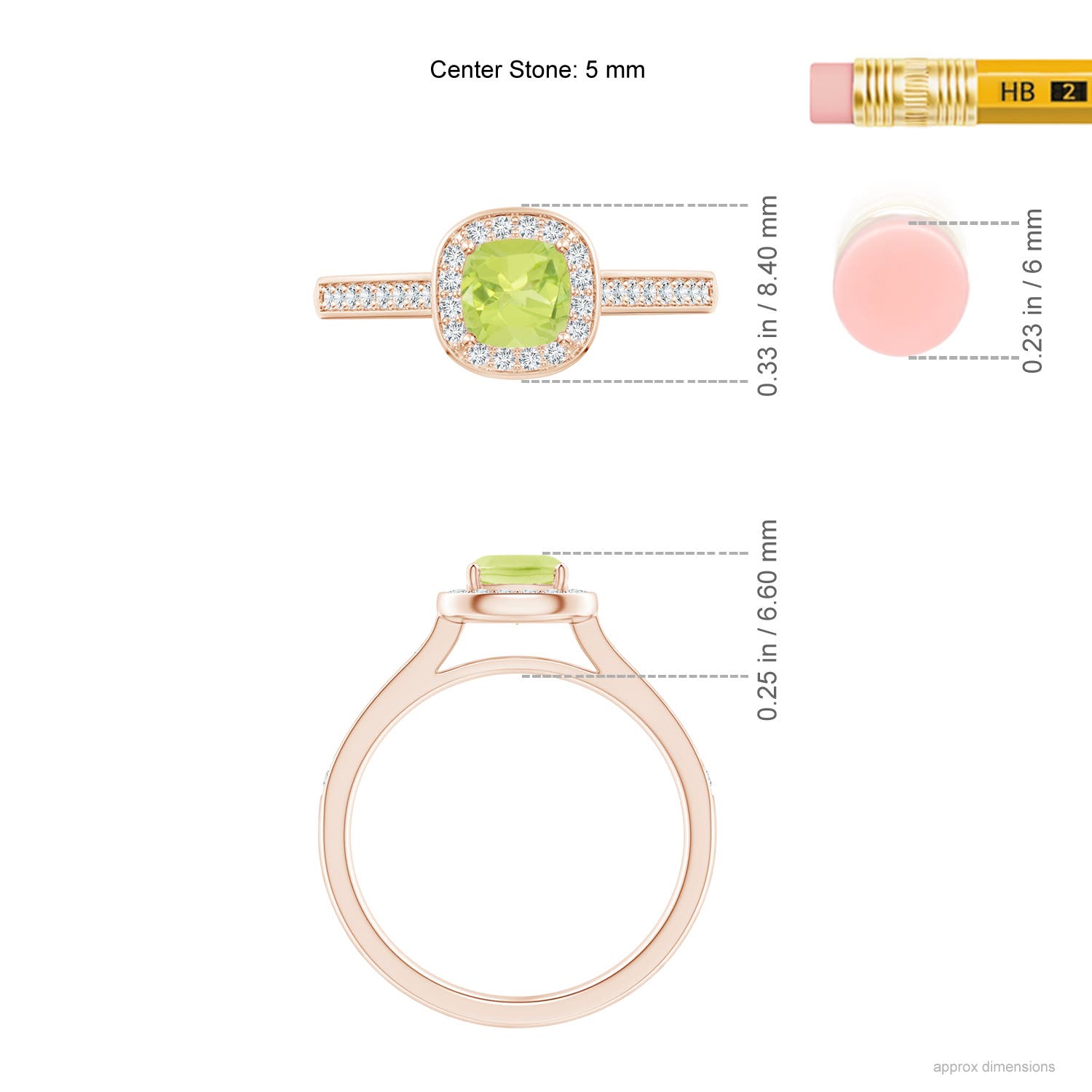 A - Peridot / 0.81 CT / 14 KT Rose Gold