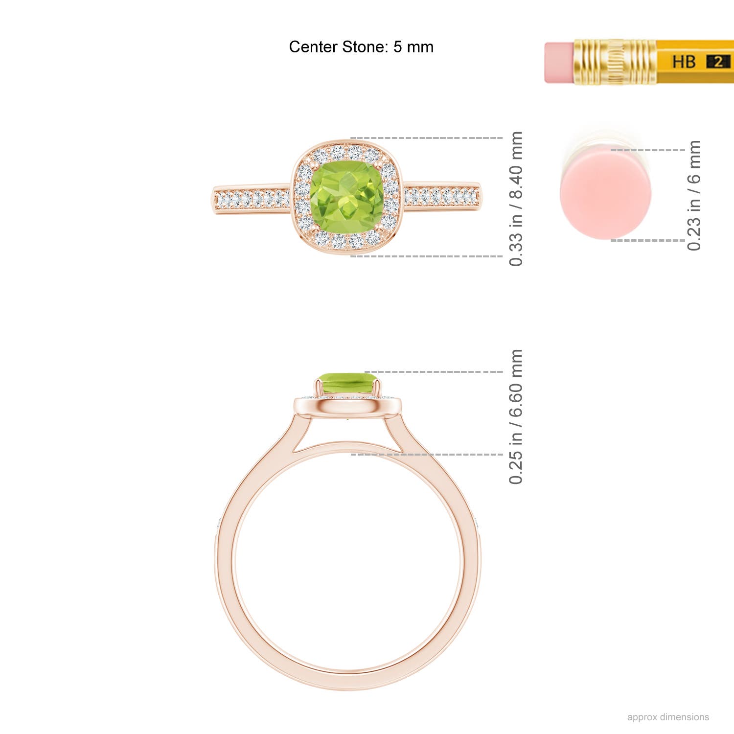 AA - Peridot / 0.81 CT / 14 KT Rose Gold