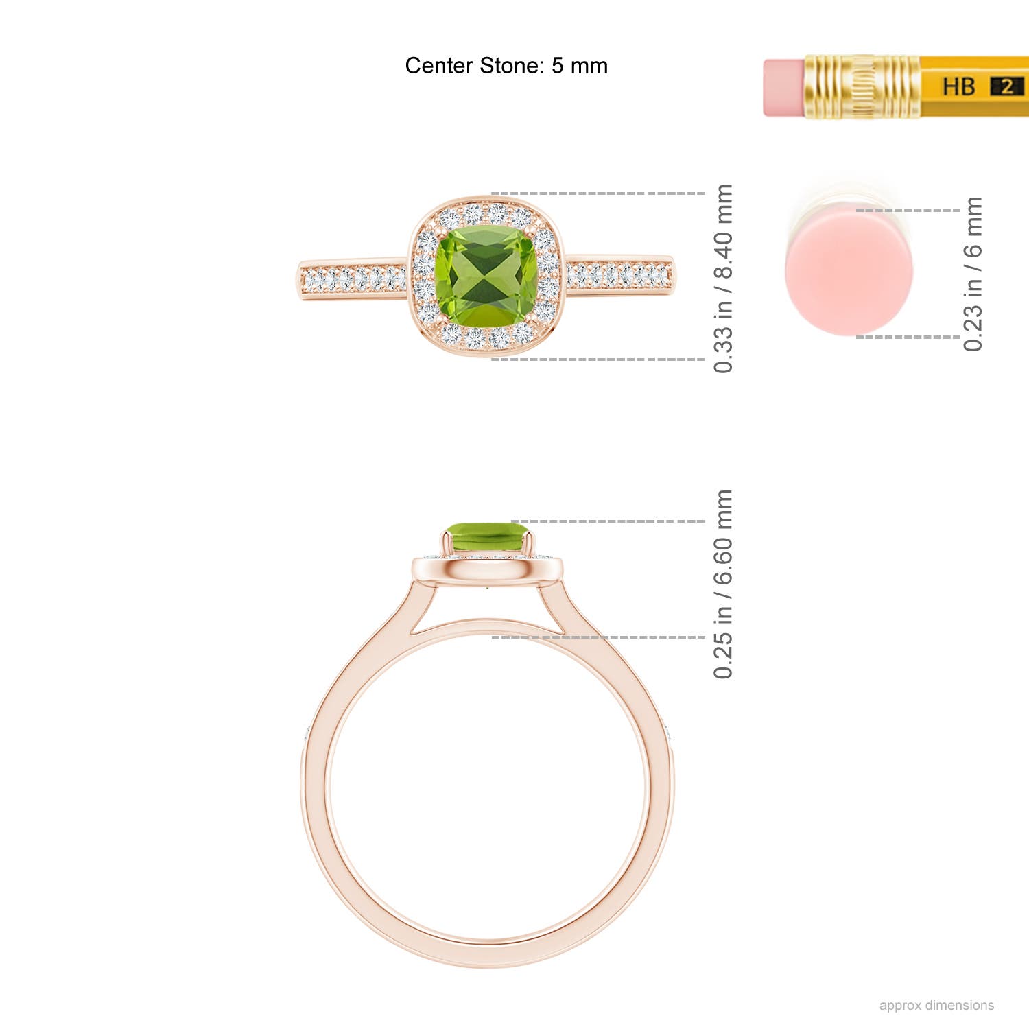 AAA - Peridot / 0.81 CT / 14 KT Rose Gold