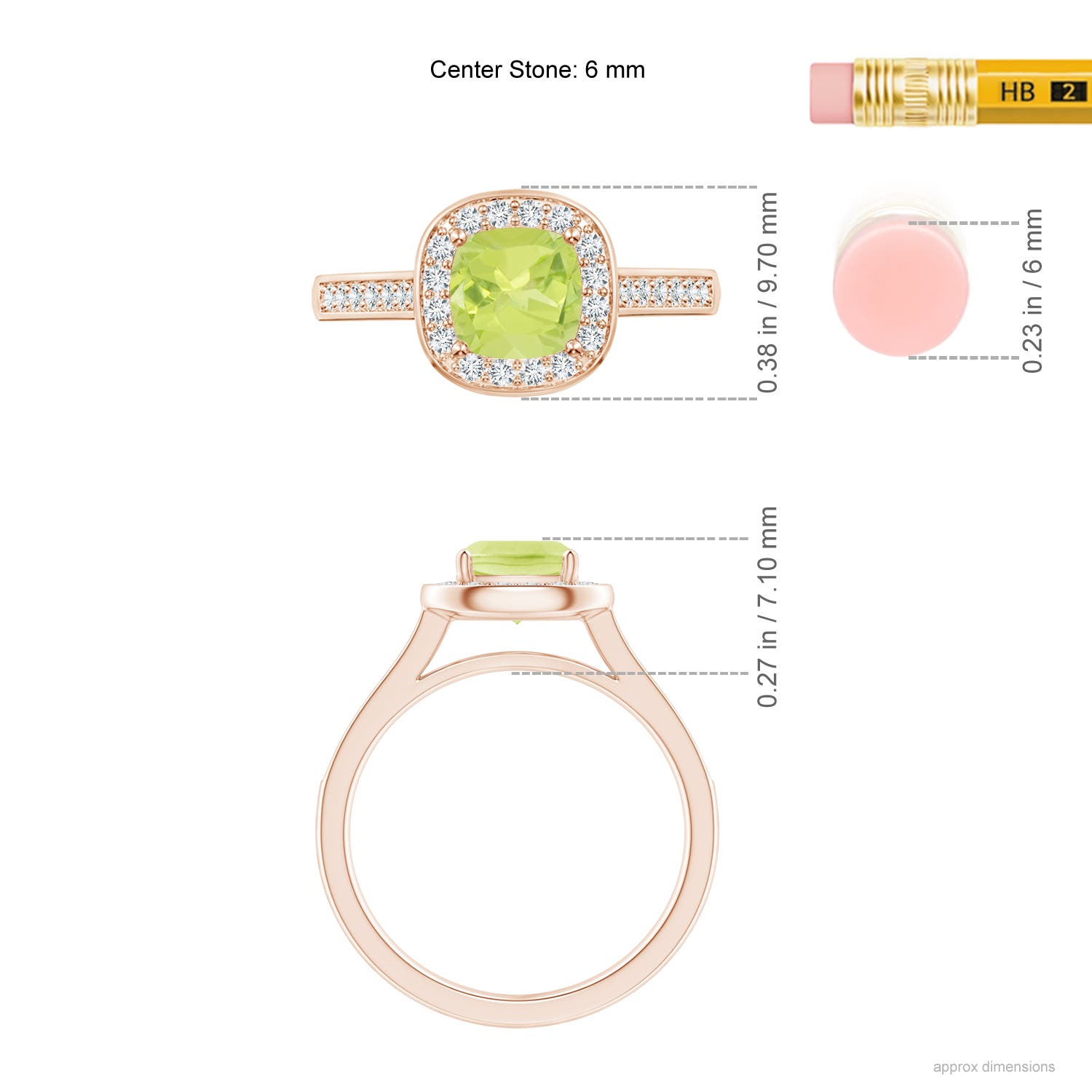 A - Peridot / 1.38 CT / 14 KT Rose Gold