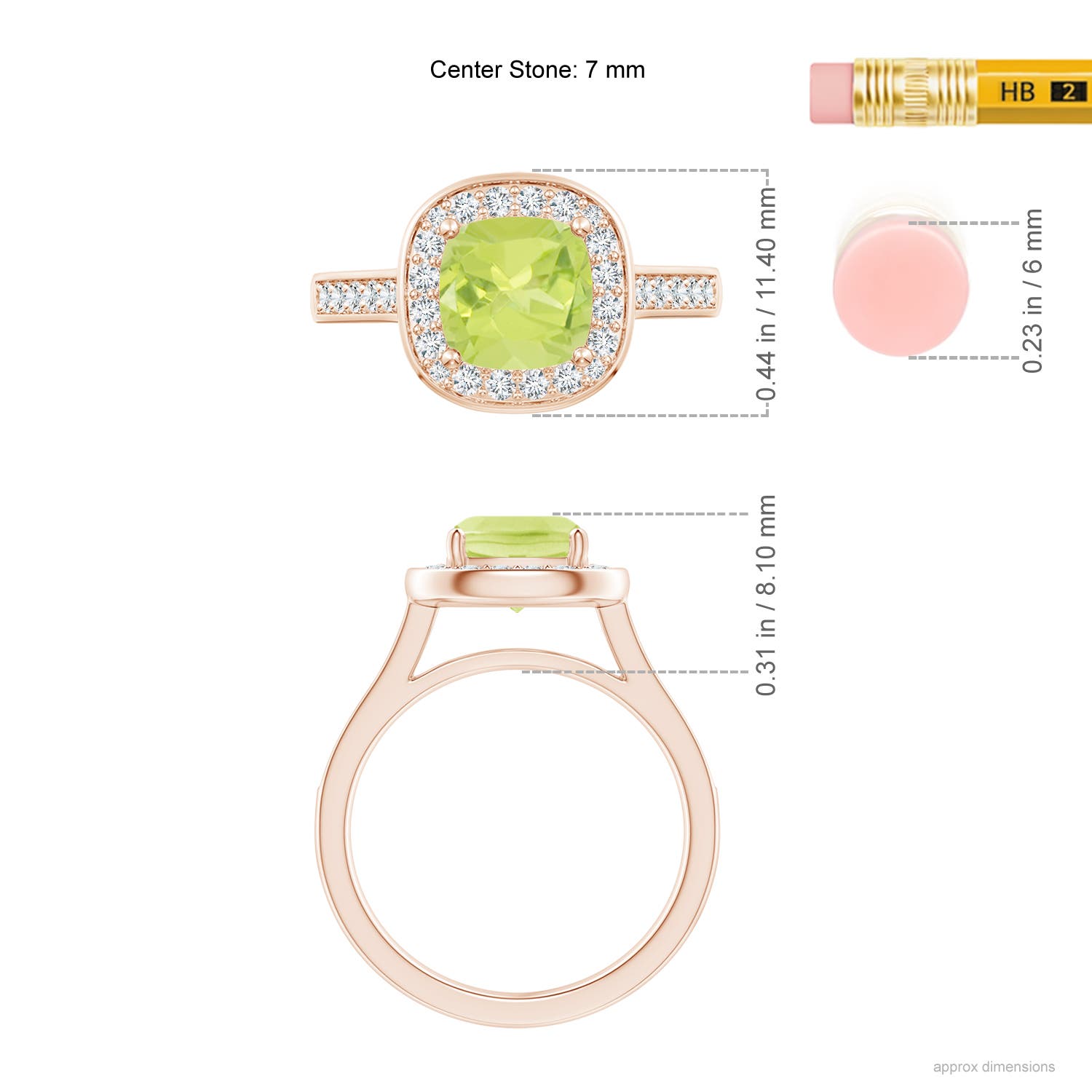 A - Peridot / 1.79 CT / 14 KT Rose Gold