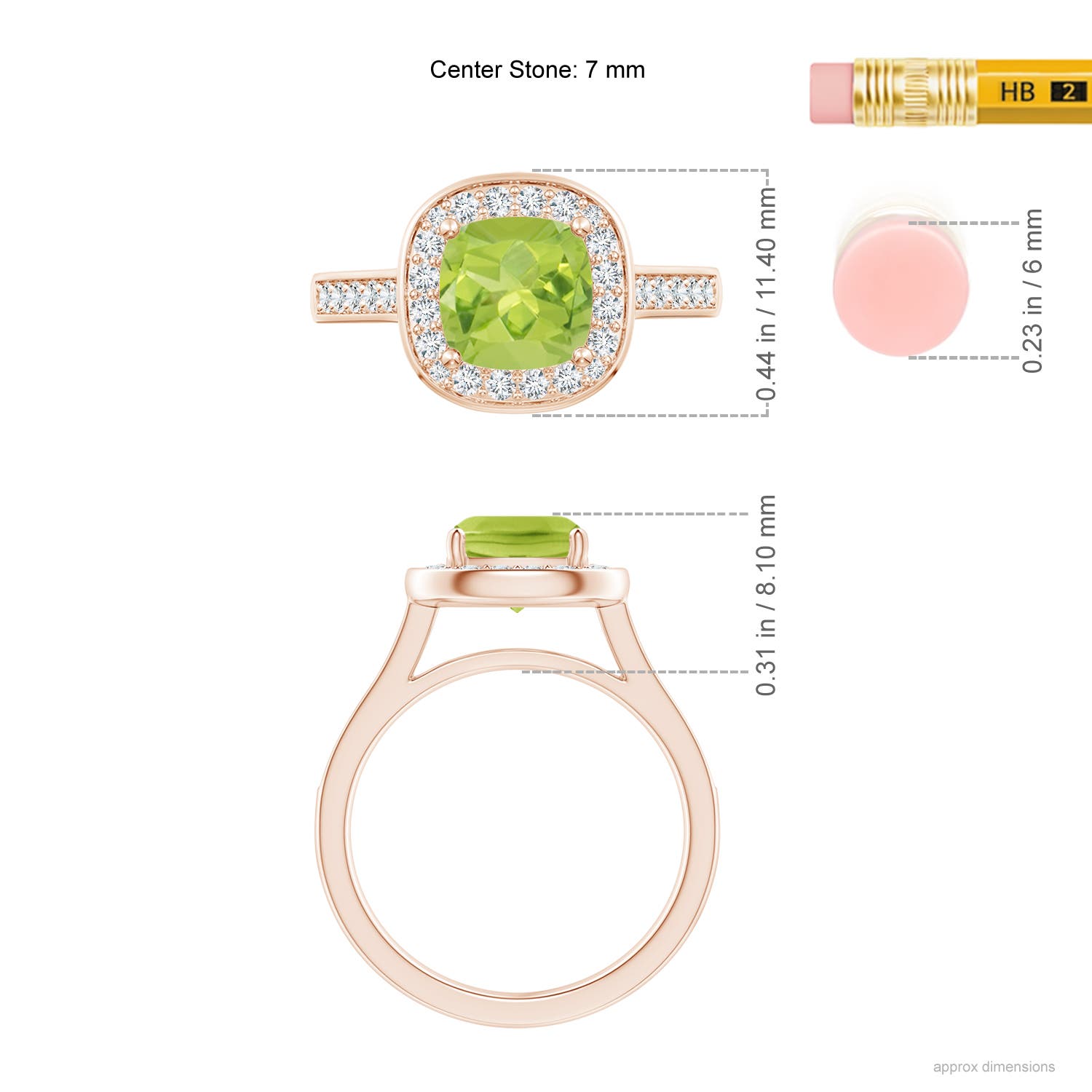 AA - Peridot / 1.79 CT / 14 KT Rose Gold