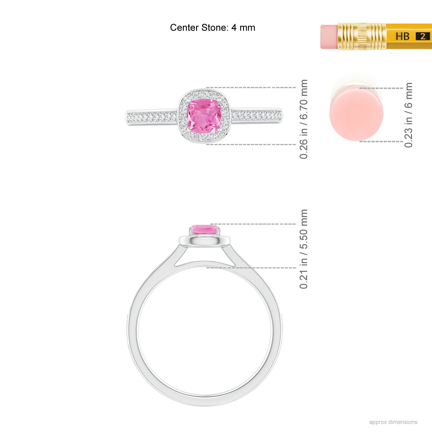 AA - Pink Sapphire / 0.48 CT / 14 KT White Gold