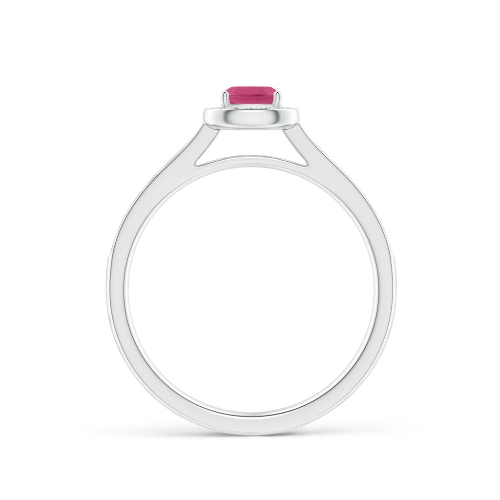 4mm AAAA Classic Cushion Pink Sapphire Ring with Diamond Halo in P950 Platinum - side_1