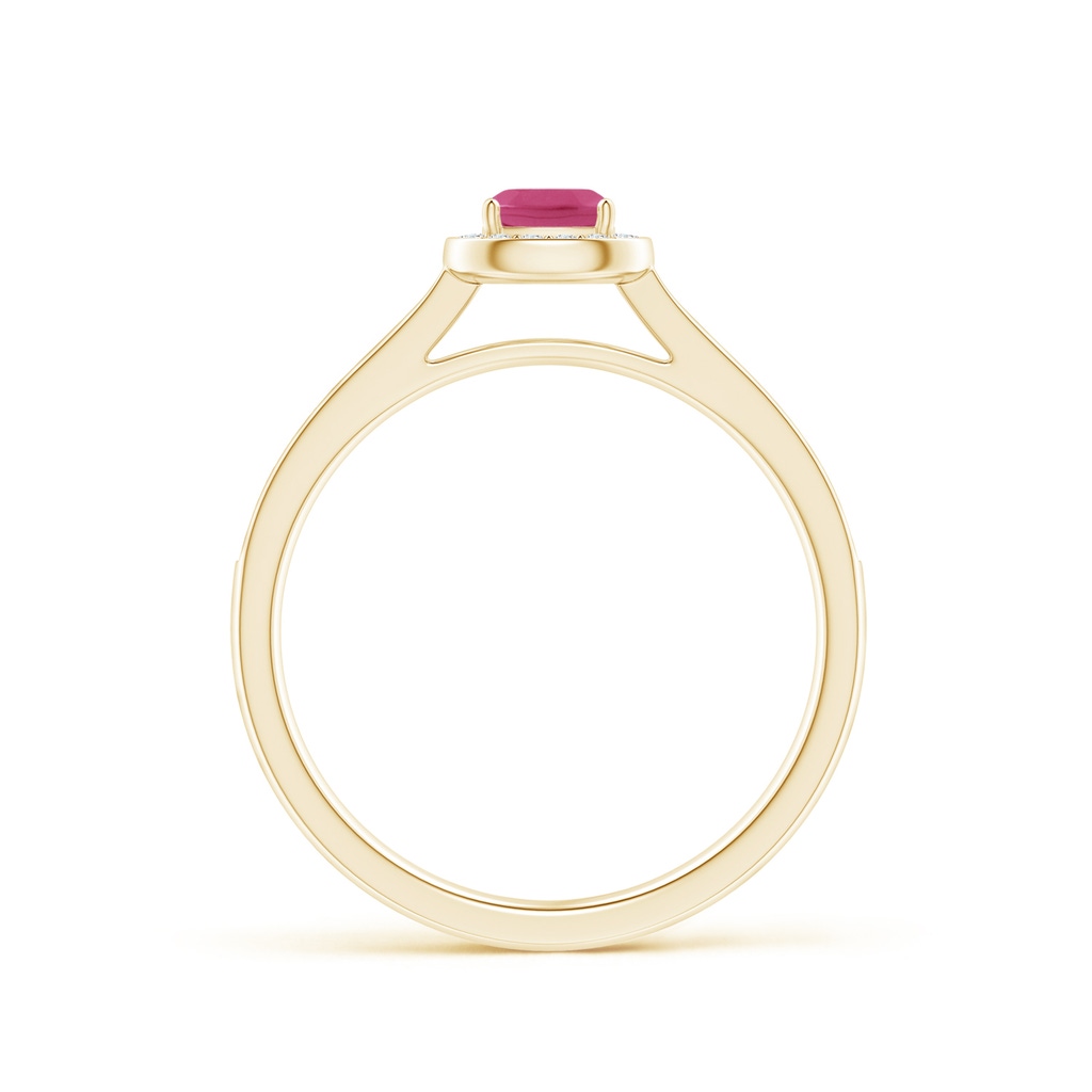 4mm AAAA Classic Cushion Pink Sapphire Ring with Diamond Halo in Yellow Gold - side_1