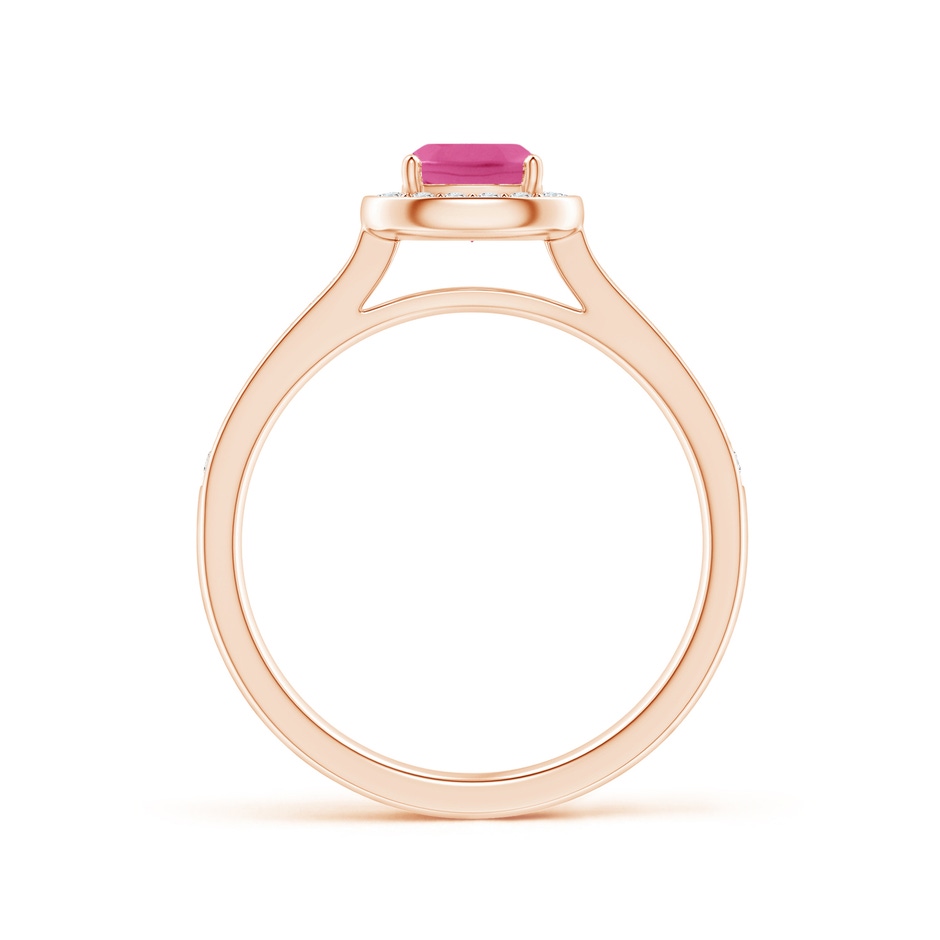 5mm AAA Classic Cushion Pink Sapphire Ring with Diamond Halo in Rose Gold side-1