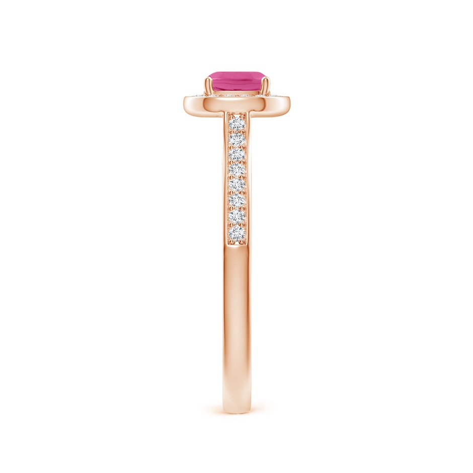 5mm AAA Classic Cushion Pink Sapphire Ring with Diamond Halo in Rose Gold side-2