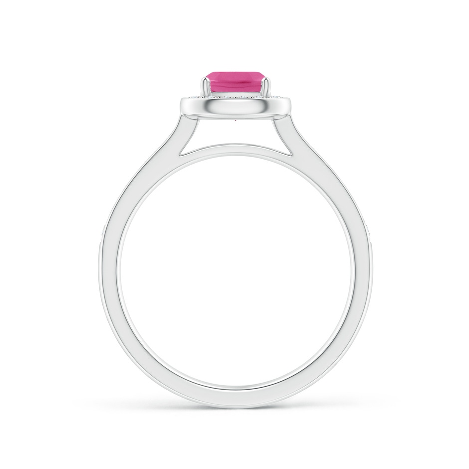5mm AAA Classic Cushion Pink Sapphire Ring with Diamond Halo in White Gold side-1