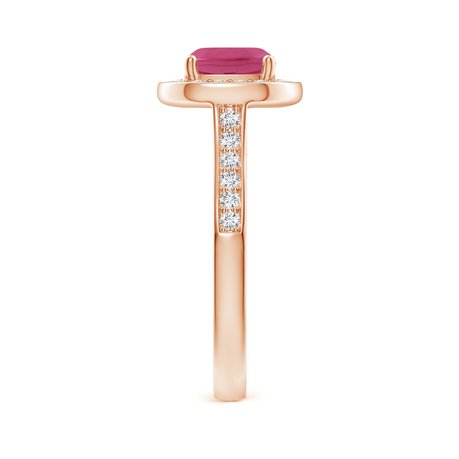 7mm AAAA Classic Cushion Pink Sapphire Ring with Diamond Halo in Rose Gold side-2