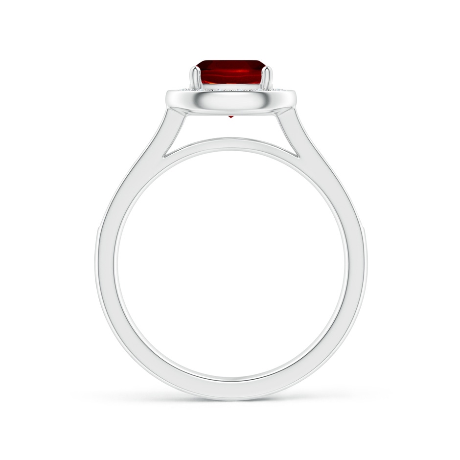 6mm AAAA Classic Cushion Ruby Ring with Diamond Halo in White Gold side-1
