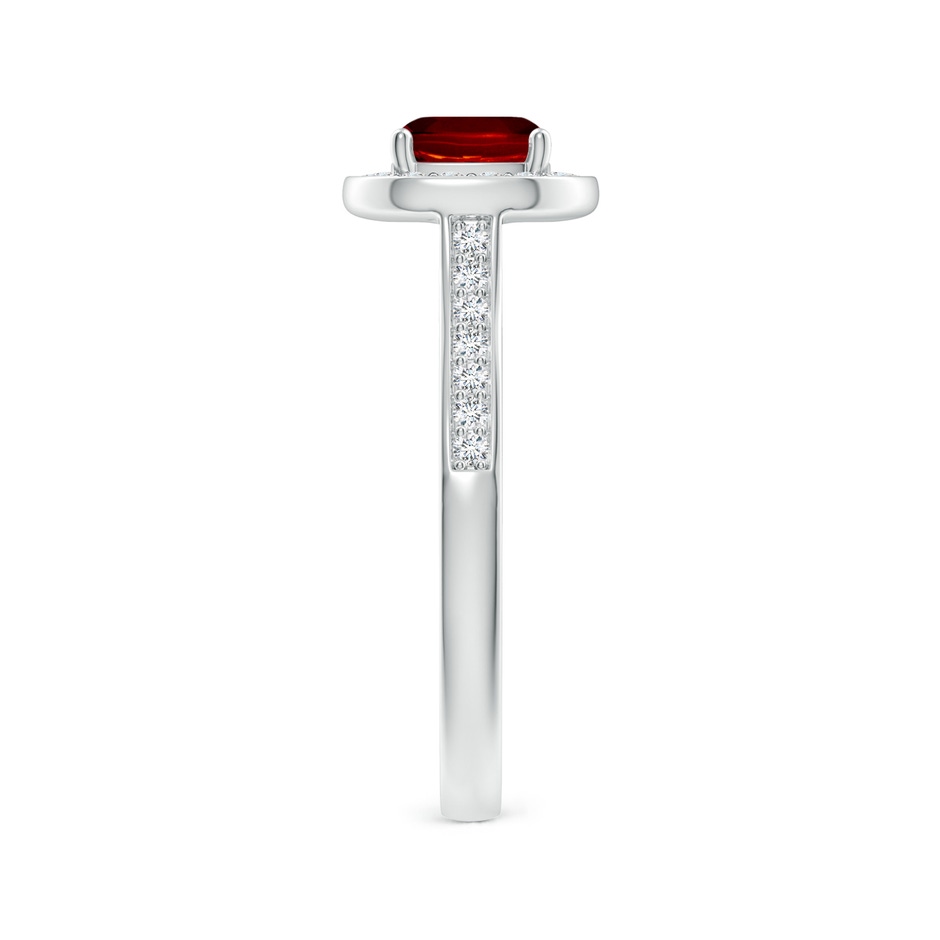 6mm AAAA Classic Cushion Ruby Ring with Diamond Halo in White Gold side-2