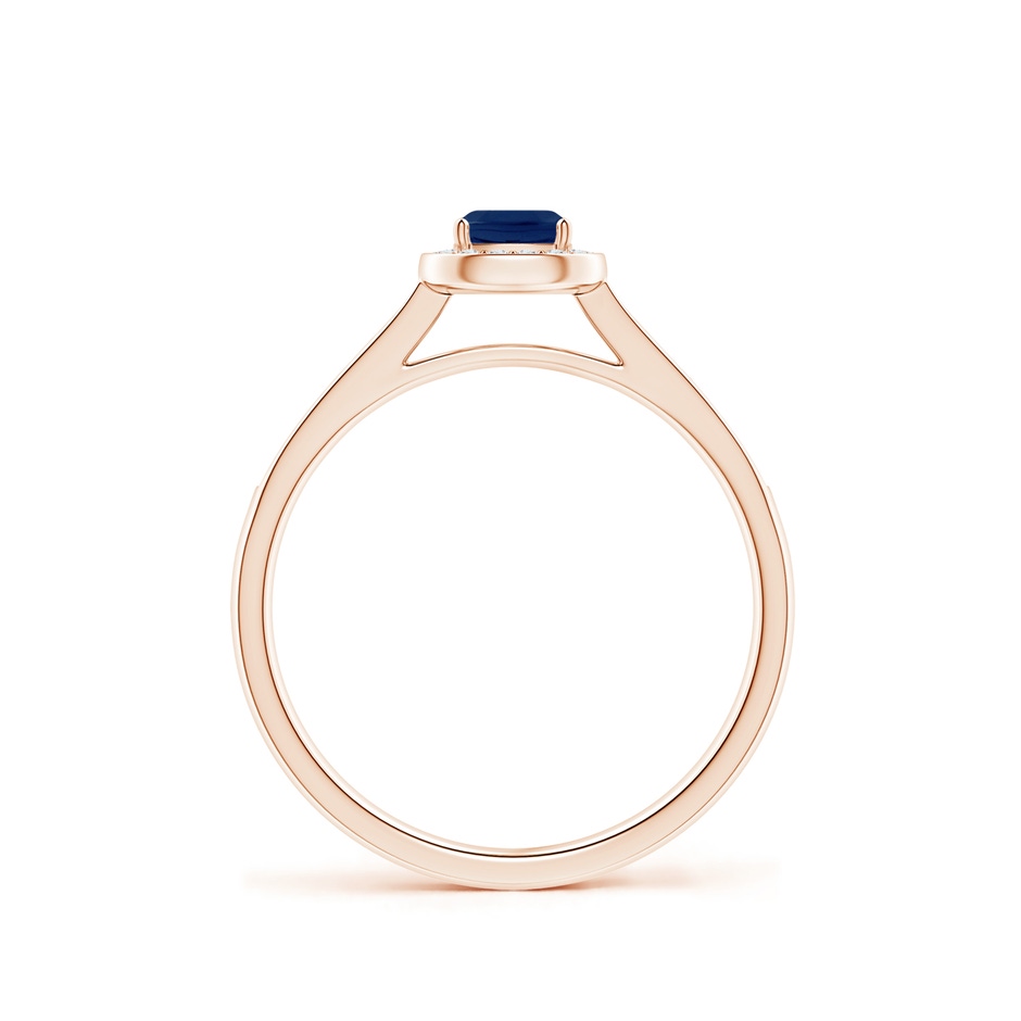 4mm A Classic Cushion Blue Sapphire Ring with Diamond Halo in Rose Gold side-1