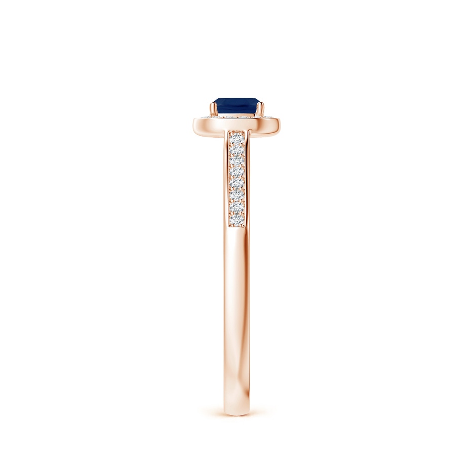 4mm A Classic Cushion Blue Sapphire Ring with Diamond Halo in Rose Gold side-2