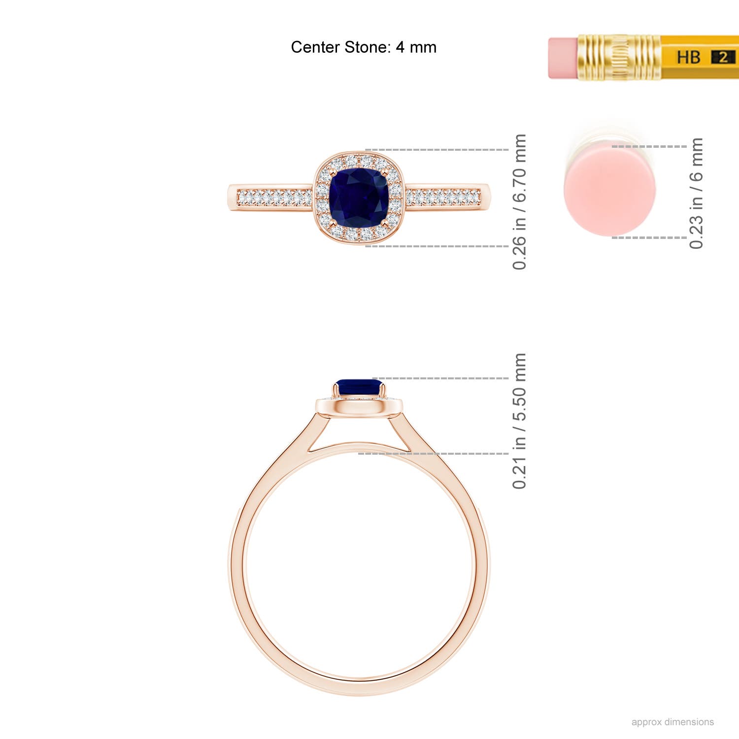 AA - Blue Sapphire / 0.49 CT / 14 KT Rose Gold