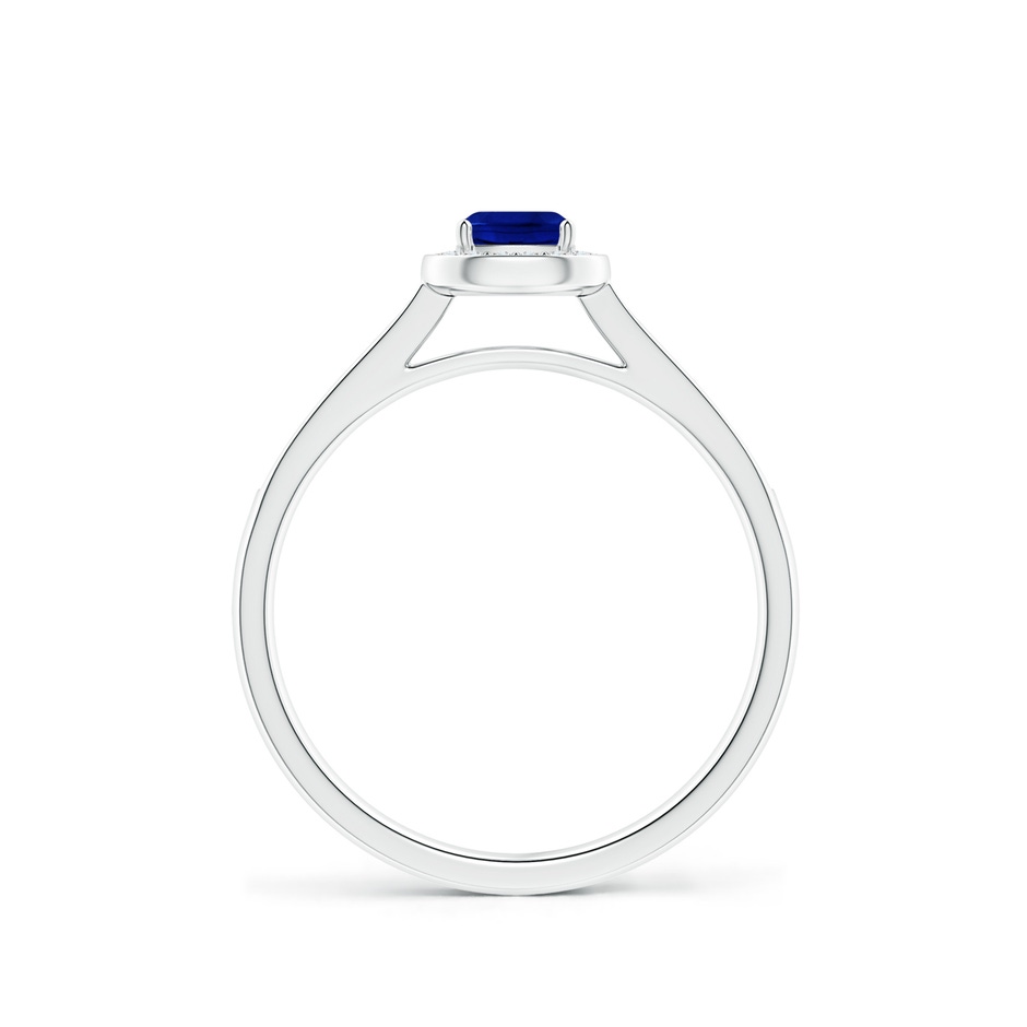 4mm AAAA Classic Cushion Blue Sapphire Ring with Diamond Halo in White Gold side-1