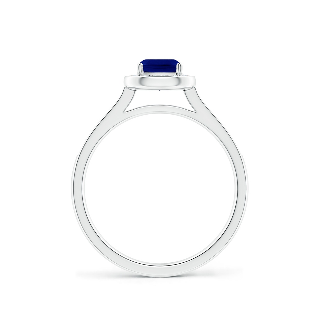 5mm AAA Classic Cushion Blue Sapphire Ring with Diamond Halo in White Gold - side_1