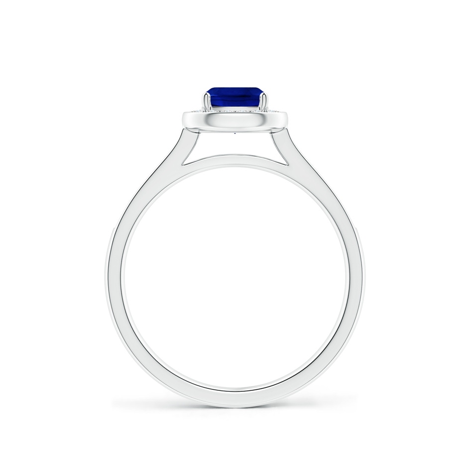 5mm AAAA Classic Cushion Blue Sapphire Ring with Diamond Halo in P950 Platinum side-1