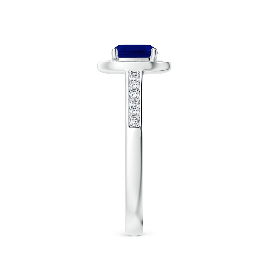 6mm AAA Classic Cushion Blue Sapphire Ring with Diamond Halo in White Gold side-2