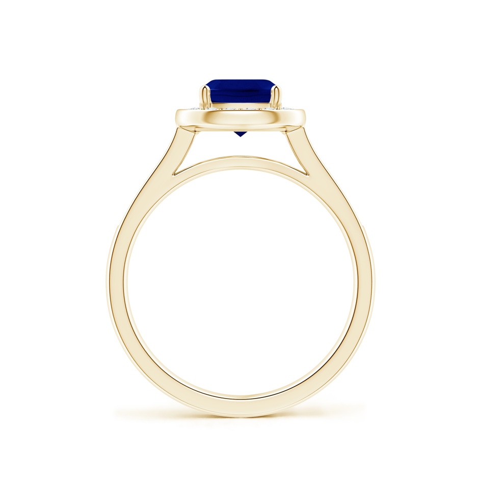 6mm AAA Classic Cushion Blue Sapphire Ring with Diamond Halo in Yellow Gold side-1