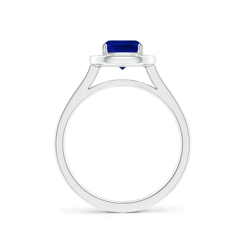 6mm AAAA Classic Cushion Blue Sapphire Ring with Diamond Halo in White Gold side-1
