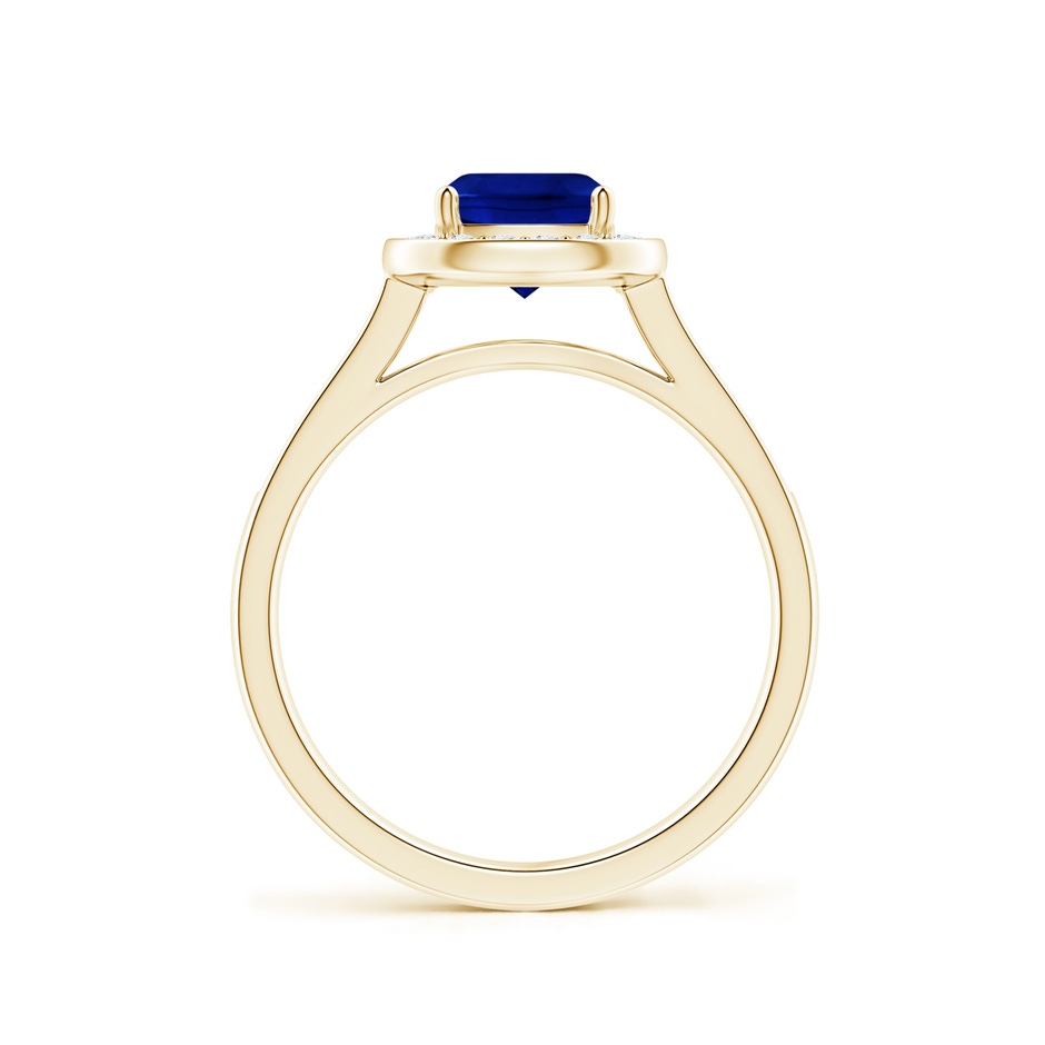 6mm AAAA Classic Cushion Blue Sapphire Ring with Diamond Halo in Yellow Gold side-1