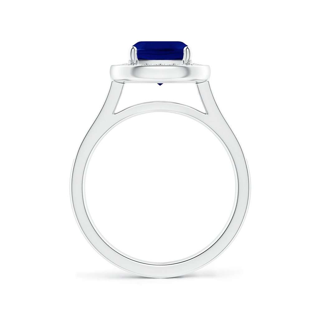 7mm AAA Classic Cushion Blue Sapphire Ring with Diamond Halo in P950 Platinum - side_1