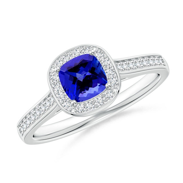 Oval Tanzanite Halo Ring with Diamond Accents | Angara