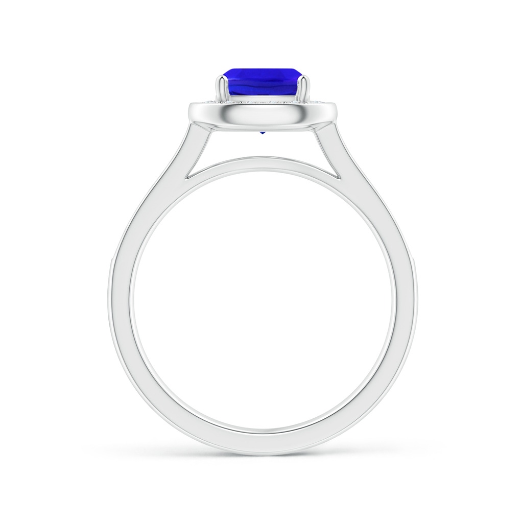 6mm AAA Classic Cushion Tanzanite Ring with Diamond Halo in White Gold Side-1