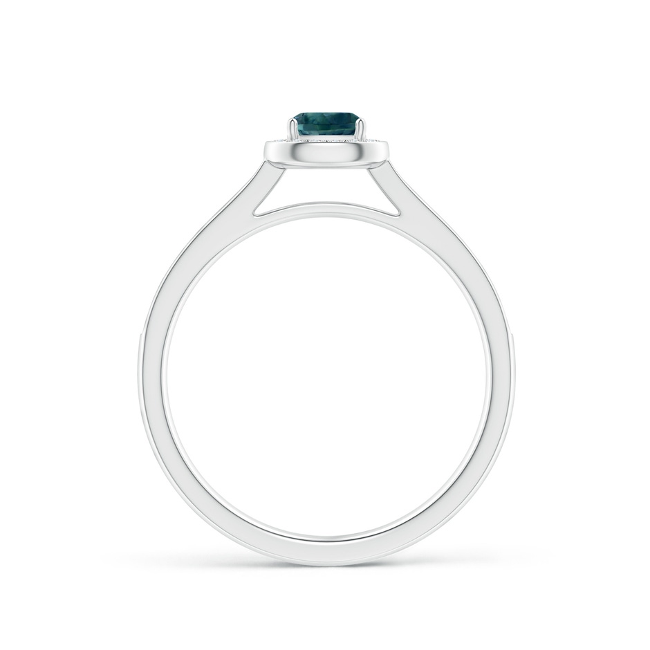 4mm AAA Classic Cushion Teal Montana Sapphire Ring with Diamond Halo in White Gold side-1