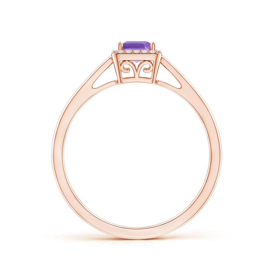 4mm A Classic Square Amethyst Halo Ring in 9K Rose Gold product image