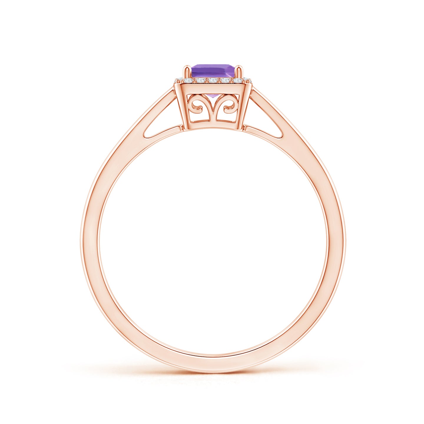 Classic Square Amethyst Halo Ring