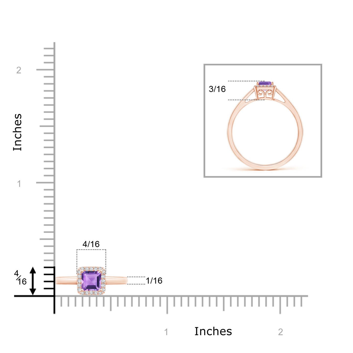 Classic Square Amethyst Halo Ring