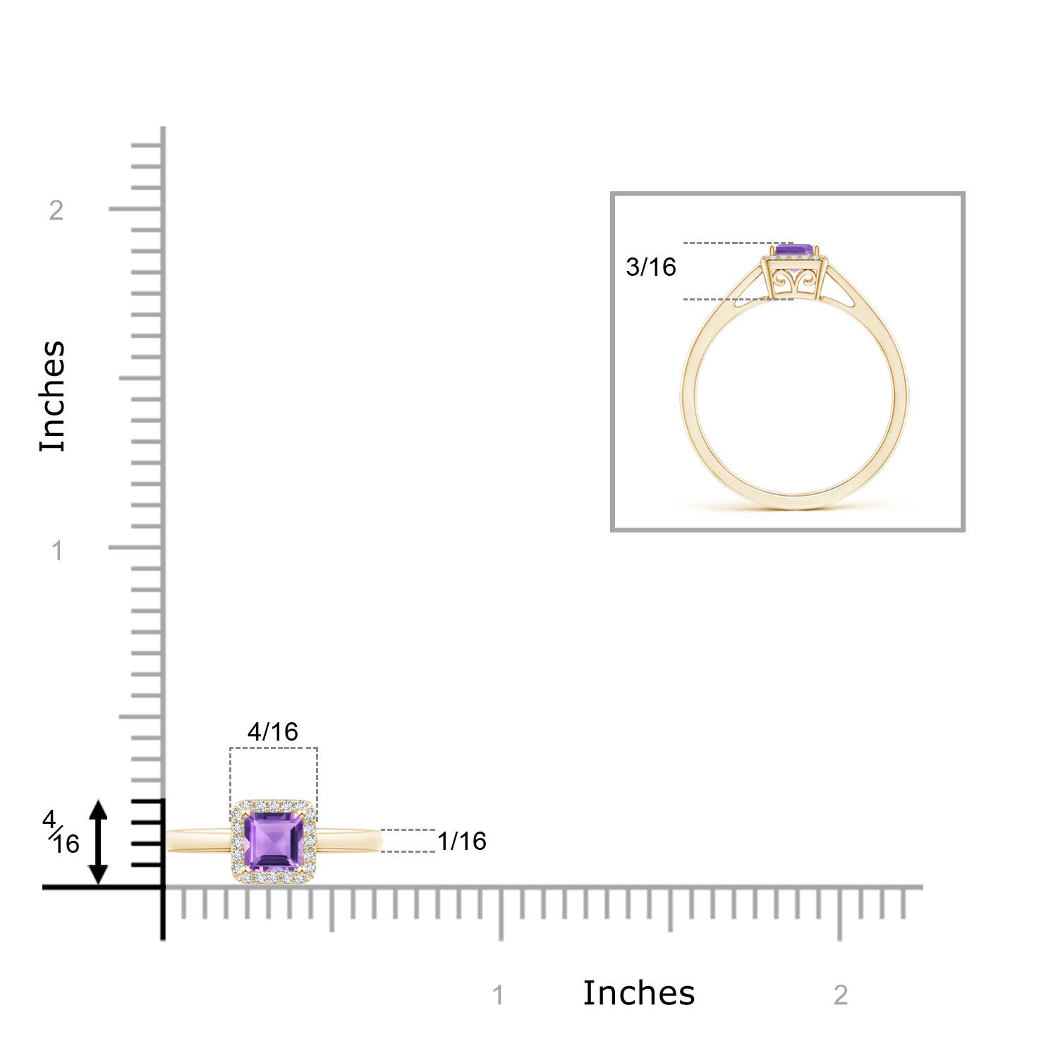 A - Amethyst / 0.4 CT / 14 KT Yellow Gold