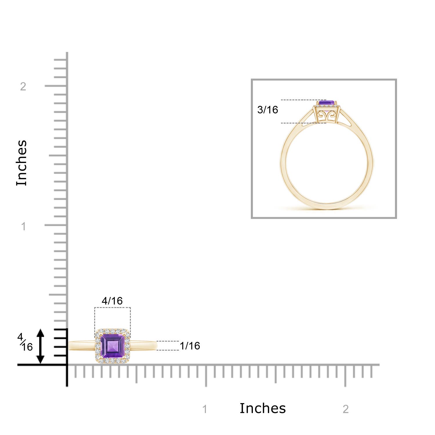 AA - Amethyst / 0.4 CT / 14 KT Yellow Gold